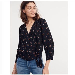 Madewell Flower Toss Print Wrap Blouse